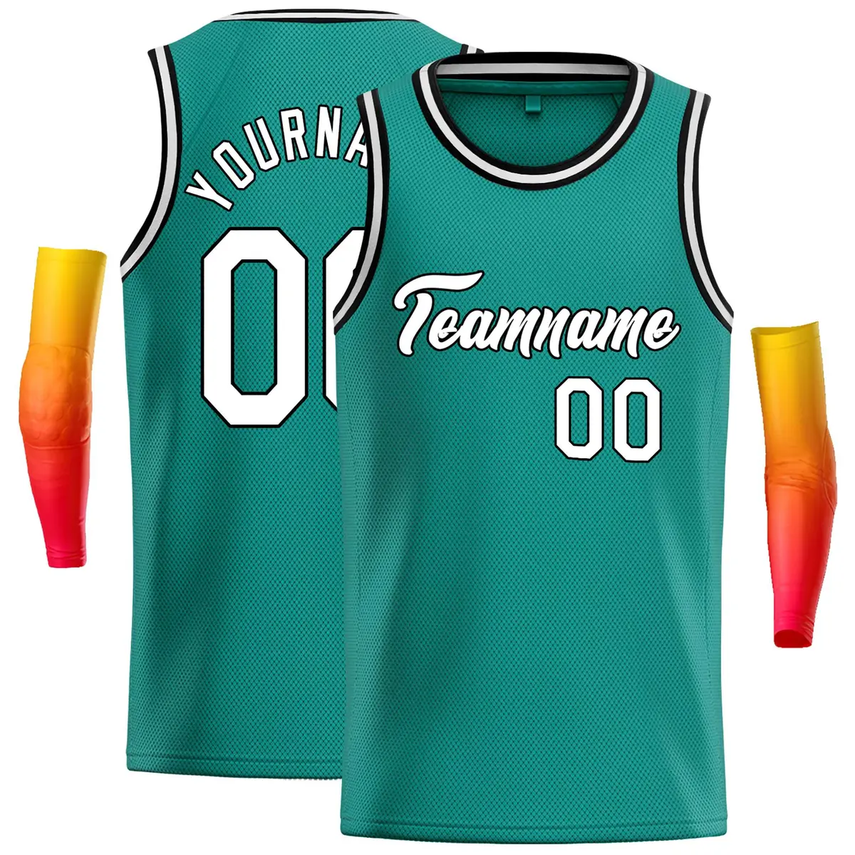 Teal White-Black Classic Casual Basketball Jersey