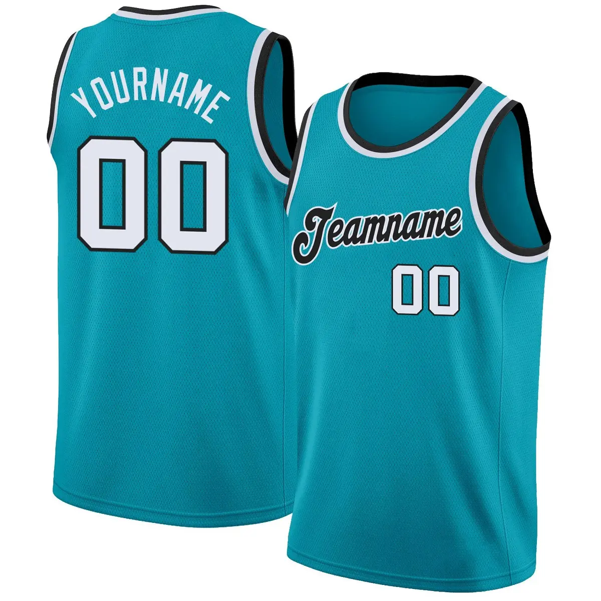 Teal White-Black Classic Fashion Sportwear Basketball Jersey