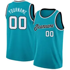 Teal White-Black Classic Fashion Sportwear Basketball Jersey 1
