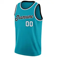 Teal White-Black Classic Fashion Sportwear Basketball Jersey 5