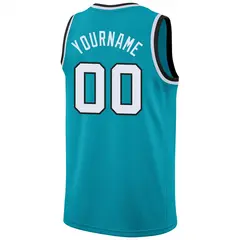 Teal White-Black Classic Fashion Sportwear Basketball Jersey 6