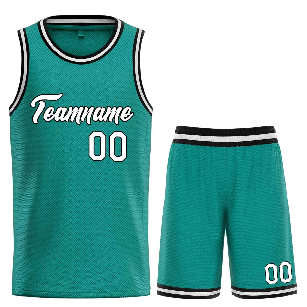 Teal White-Black Classic Heal Sports Basketball Jersey