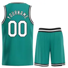Teal White-Black Classic Heal Sports Basketball Jersey 2