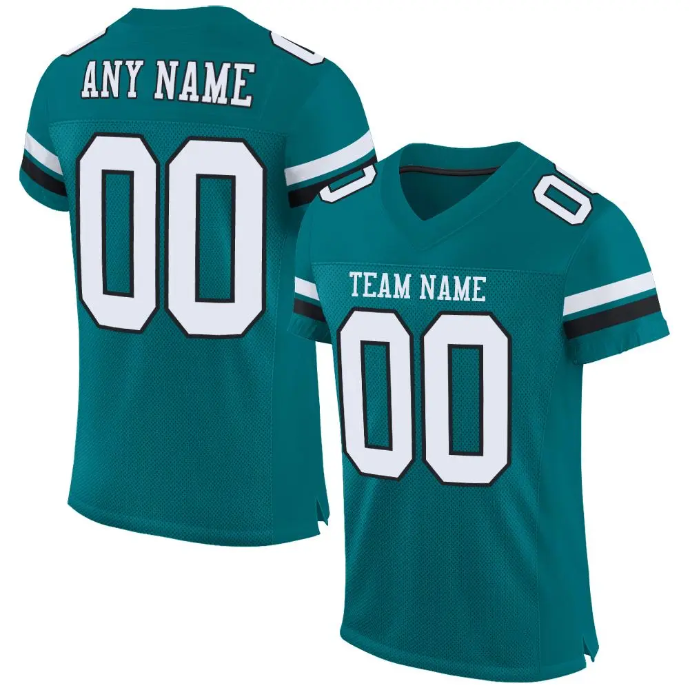 Teal White-Black Classic Mesh Authentic Football Jersey