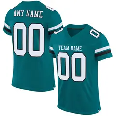 Teal White-Black Classic Mesh Authentic Football Jersey 1