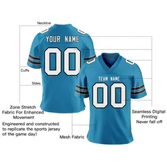 Teal White-Black Classic Mesh Authentic Football Jersey 2