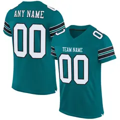 Teal White-Black Classic Mesh Authentic Football Jersey 1