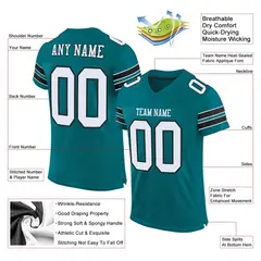 Teal White-Black Classic Mesh Authentic Football Jersey 2