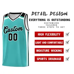 Teal White Black Color Charge Series Team Basketball Jersey 2