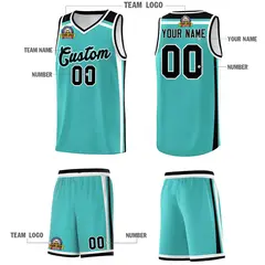 Teal White Black Color Charge Series Team Basketball Jersey 5