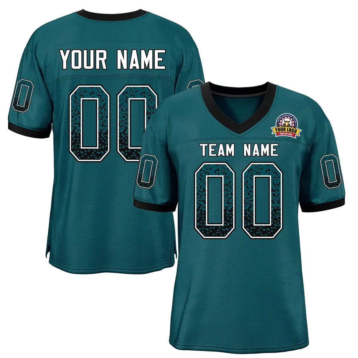 Teal White-Black Drift Mesh Football Jersey