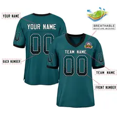 Teal White-Black Drift Mesh Football Jersey 2