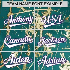 Teal White Black & Shiny Gold Cracked Foil Baseball Jersey 4