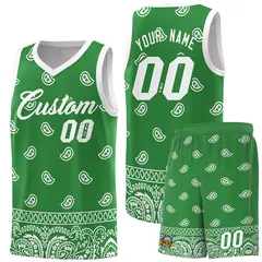 Teal White Cashew Pattern Basketball Uniform Jersey 1