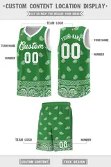Teal White Cashew Pattern Basketball Uniform Jersey 12