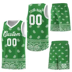 Teal White Cashew Pattern Basketball Uniform Jersey 13