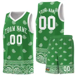 Teal White Cashew Pattern Basketball Uniform Jersey 15