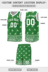 Teal White Cashew Pattern Basketball Uniform Jersey 19