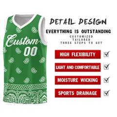 Teal White Cashew Pattern Basketball Uniform Jersey 2