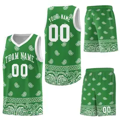 Teal White Cashew Pattern Basketball Uniform Jersey 20