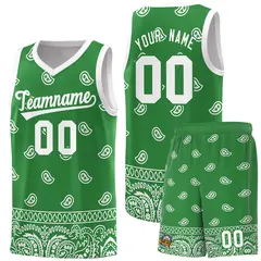 Teal White Cashew Pattern Basketball Uniform Jersey 22