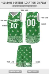 Teal White Cashew Pattern Basketball Uniform Jersey 26