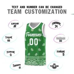 Teal White Cashew Pattern Basketball Uniform Jersey 32