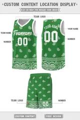 Teal White Cashew Pattern Basketball Uniform Jersey 33
