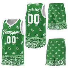 Teal White Cashew Pattern Basketball Uniform Jersey 34