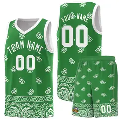 Teal White Cashew Pattern Basketball Uniform Jersey 36