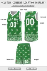Teal White Cashew Pattern Basketball Uniform Jersey 40