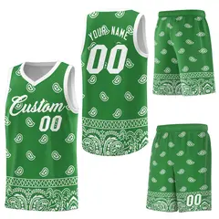 Teal White Cashew Pattern Basketball Uniform Jersey 6