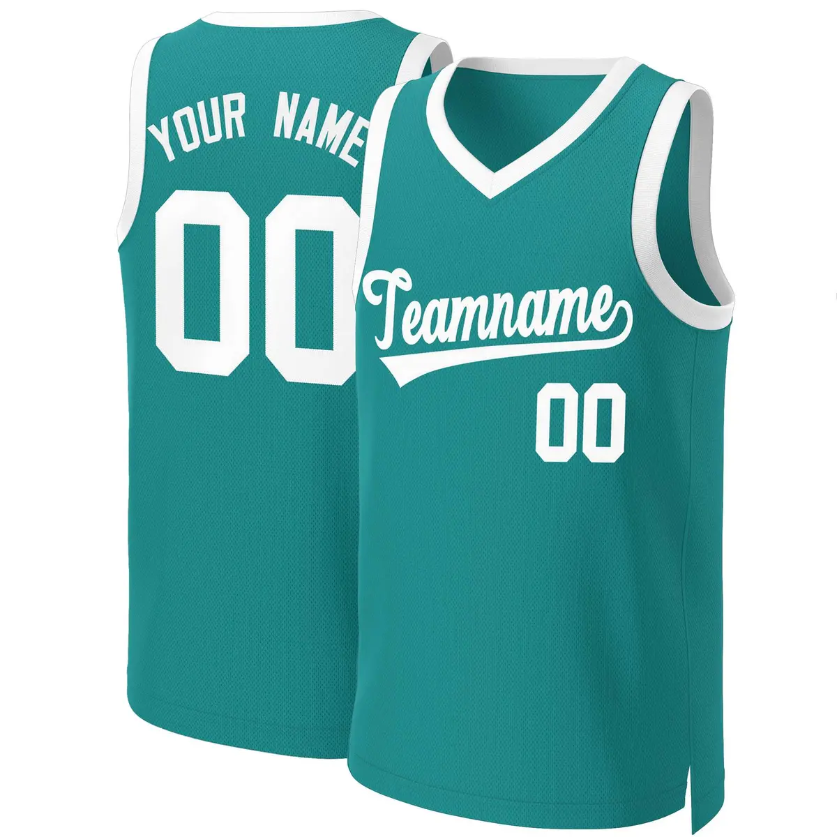 Teal White Classic Basketball Jersey