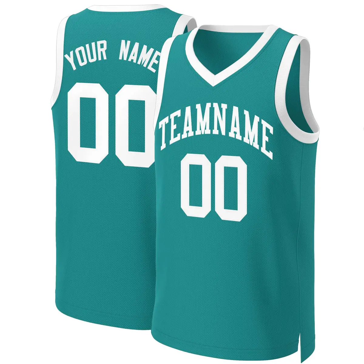 Teal White Classic Basketball Jersey