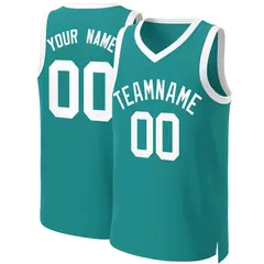Teal White Classic Basketball Jersey 1
