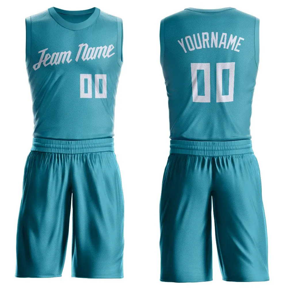 Teal White Classic Basketball Jersey Set