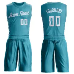 Teal White Classic Basketball Jersey Set 1
