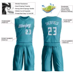 Teal White Classic Basketball Jersey Set 3