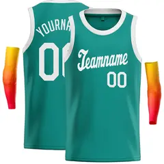 Teal White Classic Casual Basketball Jersey