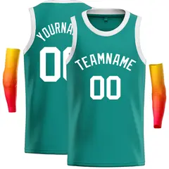 Teal White Classic Casual Basketball Jersey