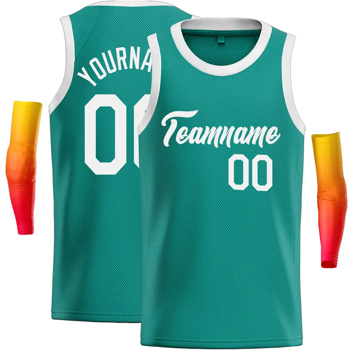 Teal White Classic Casual Basketball Jersey