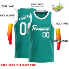 Teal White Classic Casual Basketball Jersey 2