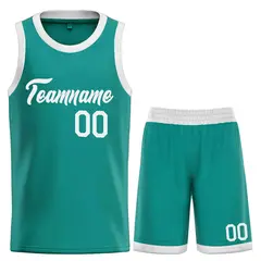 Teal White Classic Heal Sports Basketball Jersey