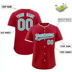 Teal White Classic Style Sports Baseball Jersey 2