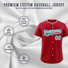 Teal White Classic Style Sports Baseball Jersey 3