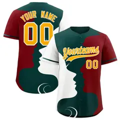 Teal White Crimson Couple Silhouettes Valentine's Baseball Jersey 1