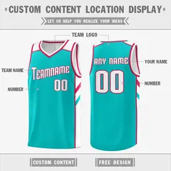 Teal White Double Side Athletic Sports Basketball Jersey 2