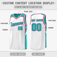 Teal White Double Side Athletic Sports Basketball Jersey 3
