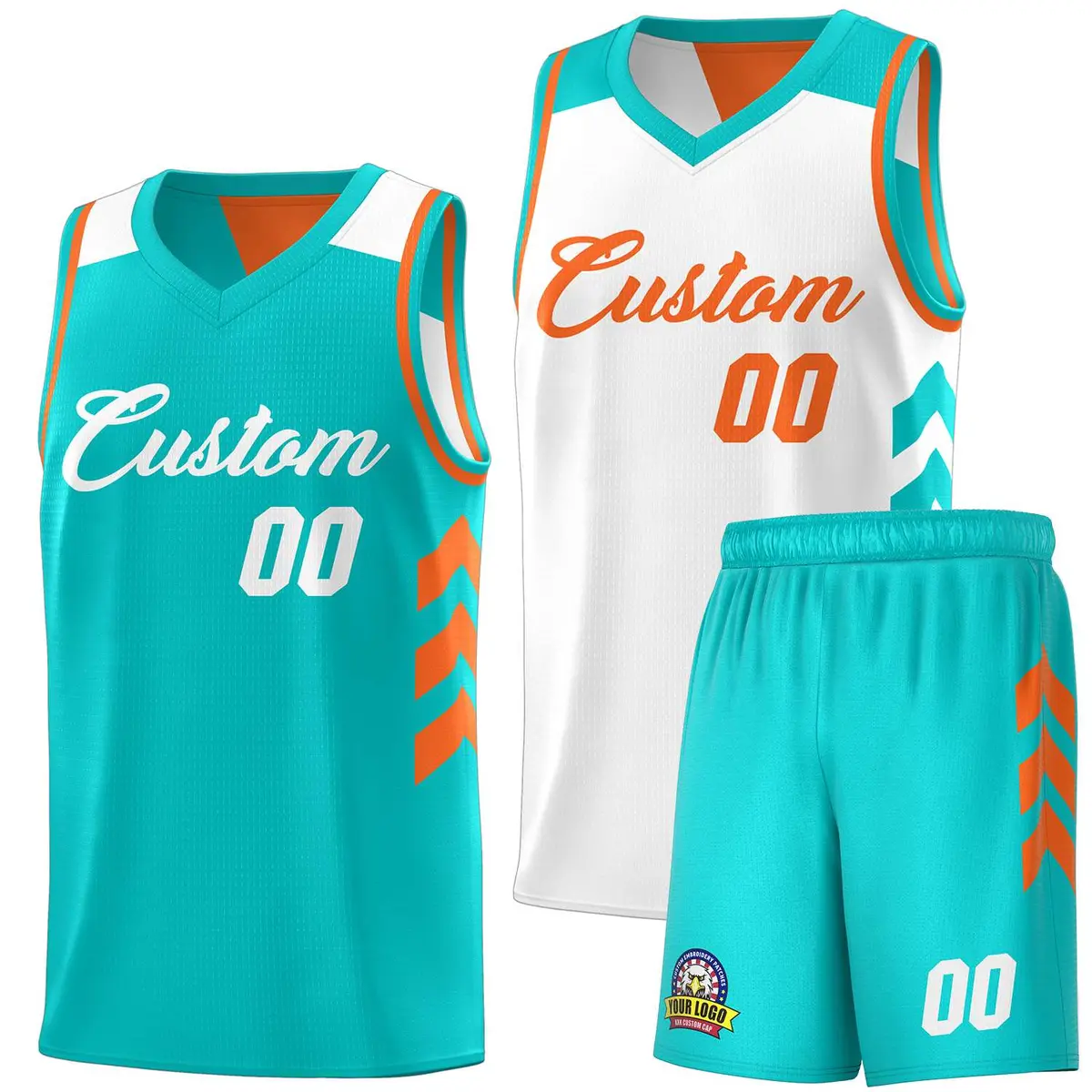 Teal White Double Side Sets Basketball Jersey