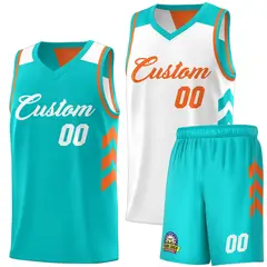 Teal White Double Side Sets Basketball Jersey